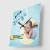Horloge Carrée Photo personnalisée pour bébé - Personnalisée (Angle)