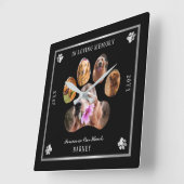 Horloge Carrée Photo Pet Memorial - Black Silver (Angle)
