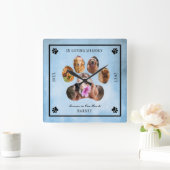 Horloge Carrée Photo Pet Memorial   Blue Black (Maison)