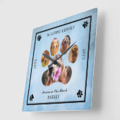 Horloge Carrée Photo Pet Memorial   Blue Black (Angle)