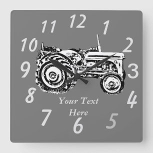 Horloge Carrée photo vintage Gray massey tracteur fergison 