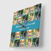 Horloge Carrée photocollage et texte (Angle)