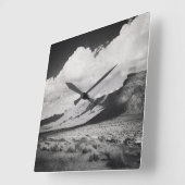 Horloge Carrée Photographie de la nature noire et blanche avec mo (Angle)