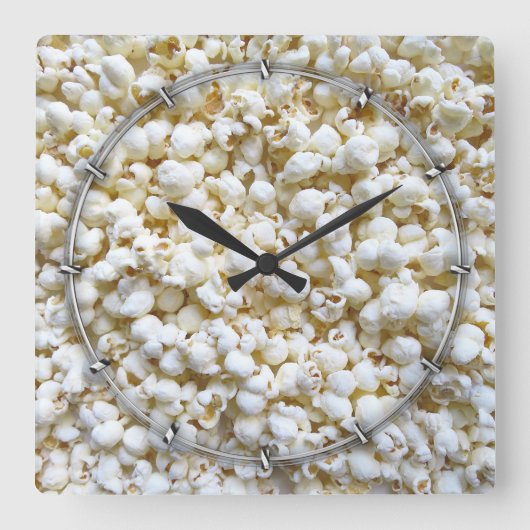 Horloge Carrée Photographie de Popcorn Texture (Recto)