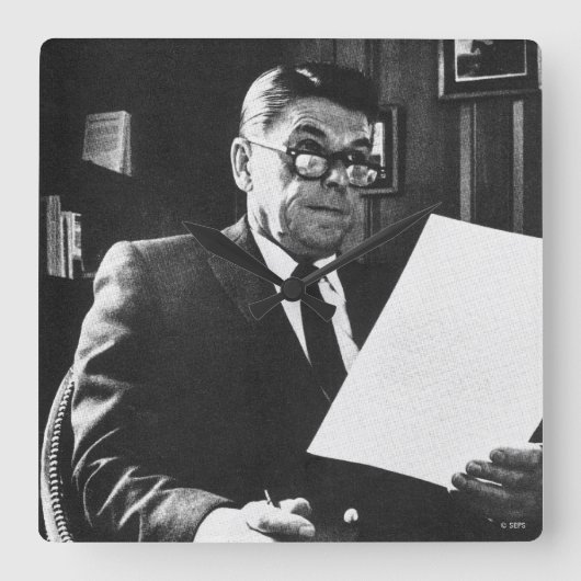 Horloge Carrée Photographie de Ronald Reagan (Recto)