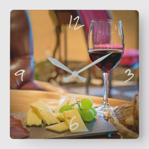 Horloge Carrée Photographie moderne de la vie de vin et de