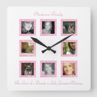 Horloge Carrée Photographie personnelle de Collage Wall Clock: ro
