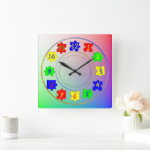 Horloge Carrée Photos personnalisés d'enfants, pièces de puzzle d (Maison)