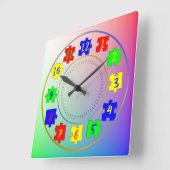 Horloge Carrée Photos personnalisés d'enfants, pièces de puzzle d (Angle)