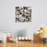 Horloge Carrée Photos vintages<br><div class="desc">Customisez avec vos photos Instagram ou d'autres petites photos et arrangez/rognez dans les cadres, ou déplacez-les où vous voulez. La couleur Arrière - plan est personnalisable.</div>