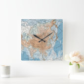 Horloge Carrée Physical Map of Asia (Maison)