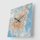 Horloge Carrée Physical Map of Asia (Angle)