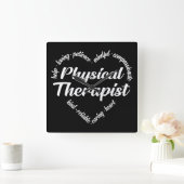 Horloge Carrée Physical Therapist Heart Word Cloud (Maison)