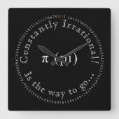 Horloge Carrée Pi, L'Irrationnel Mathématique Constant Amusant (Recto)