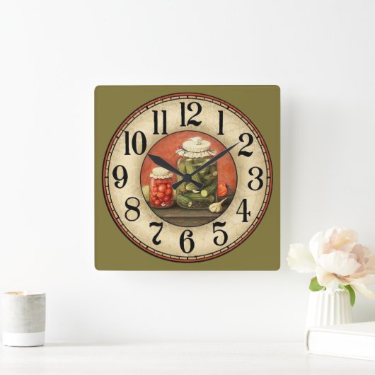 Horloge Carrée Pickles et Jars (Maison)
