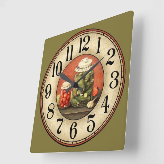 Horloge Carrée Pickles et Jars (Angle)
