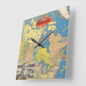 Horloge Carrée Pictorial Map of Canada (Angle)