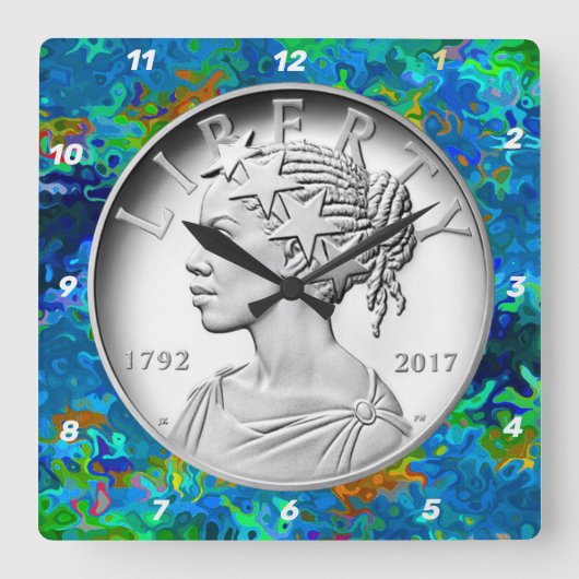 Horloge Carrée Pièce d'argent américaine Liberty 2017 (Recto)