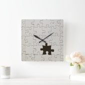 Horloge Carrée Pièce de puzzle blanche manquante (Maison)