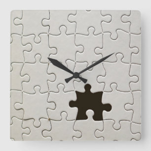 Horloge Carrée Pièce de puzzle blanche manquante
