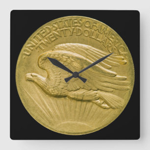 Horloge Carrée Pièce d'or à vingt dollars Double Aigle argent 190