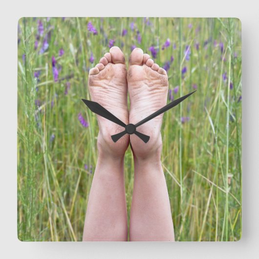 Horloge Carrée Pieds Nus Simples En Fleur sauvage (Recto)