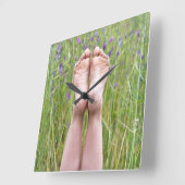 Horloge Carrée Pieds Nus Simples En Fleur sauvage (Angle)