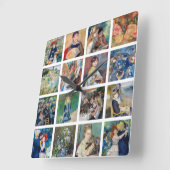 Horloge Carrée Pierre-Auguste Renoir - Collage de chefs-d'œuvre (Angle)