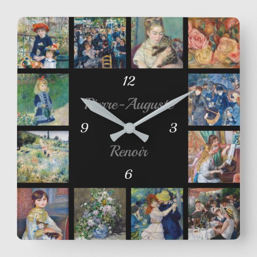 Horloge Carrée Pierre-Auguste Renoir - Collage de chefs-d'oeuvre (Recto)