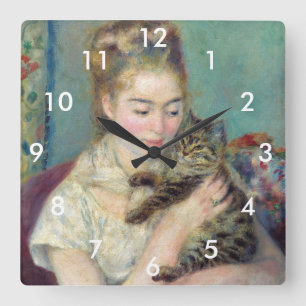 Horloge Carrée Pierre-Auguste Renoir - Femme au chat