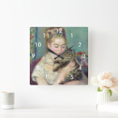 Horloge Carrée Pierre-Auguste Renoir - Femme avec chat (Maison)