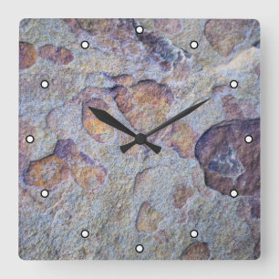 Horloge Carrée Pierre de fer rocheuse avec points