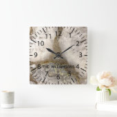 Horloge Carrée Pierre de géoode naturelle quartz (Maison)