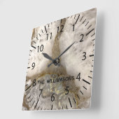 Horloge Carrée Pierre de géoode naturelle quartz (Angle)