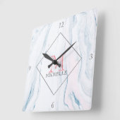 Horloge Carrée Pierre de marbre aux tons pâles (Angle)