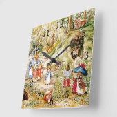 Horloge Carrée Pierre le lapin (Angle)