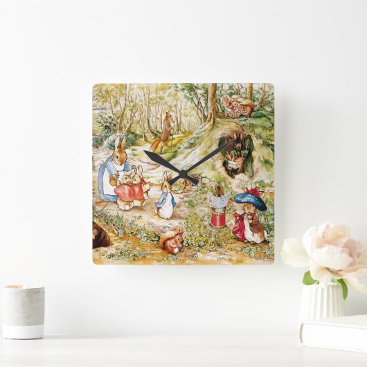 Horloge Carrée Pierre le lapin (Maison)