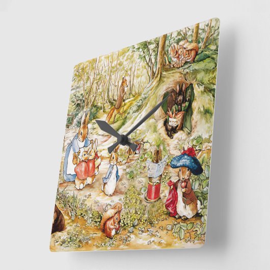 Horloge Carrée Pierre le lapin (Angle)