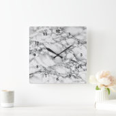 Horloge Carrée Pierre Marbre blanc branchée (Maison)