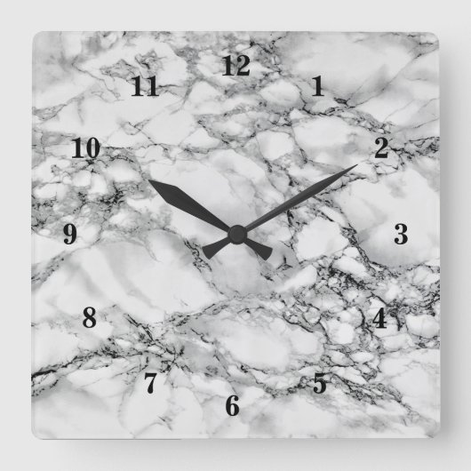 Horloge Carrée Pierre Marbre blanc branchée (Recto)