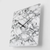 Horloge Carrée Pierre Marbre blanc branchée (Angle)