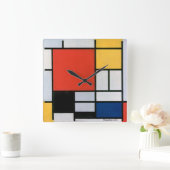 Horloge Carrée Piet Mondrian Abstrait (Maison)
