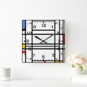 Horloge Carrée Piet Mondrian, composition 10 (Maison)