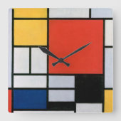 Horloge Carrée Piet vintage Mondrian Composition, rétro (Recto)