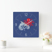 Horloge Carrée Pieuvre drôle (Maison)