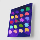 Horloge Carrée Pigs de Rainbow (Angle)