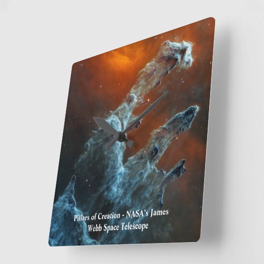 Horloge Carrée Piliers de création James Webb Télescope spatial (Angle)