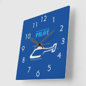 Horloge Carrée pilote professionnel square wall clock (Angle)