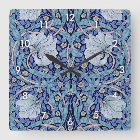 Horloge Carrée Pimpernel Blue, William Morris (Recto)