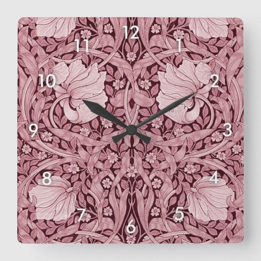 Horloge Carrée Pimpernel Maroon, William Morris (Recto)